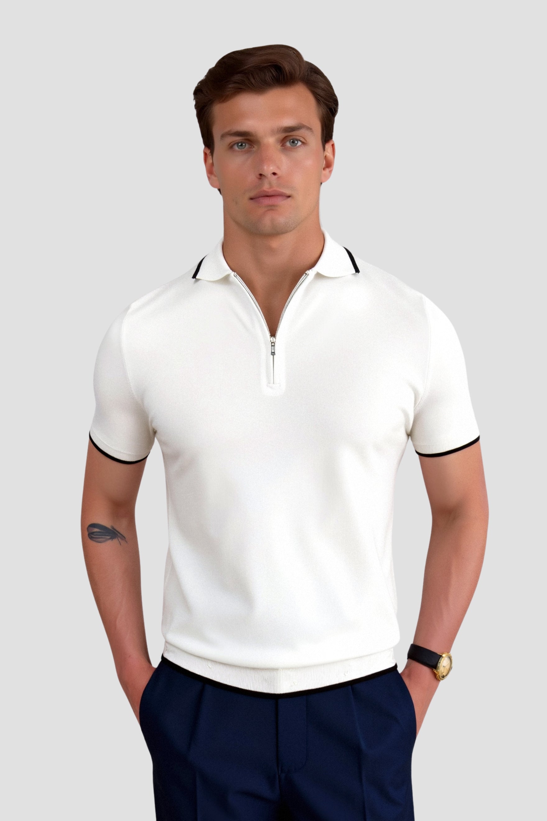 Cavallo Knitted Quarter Zip Golf Polo