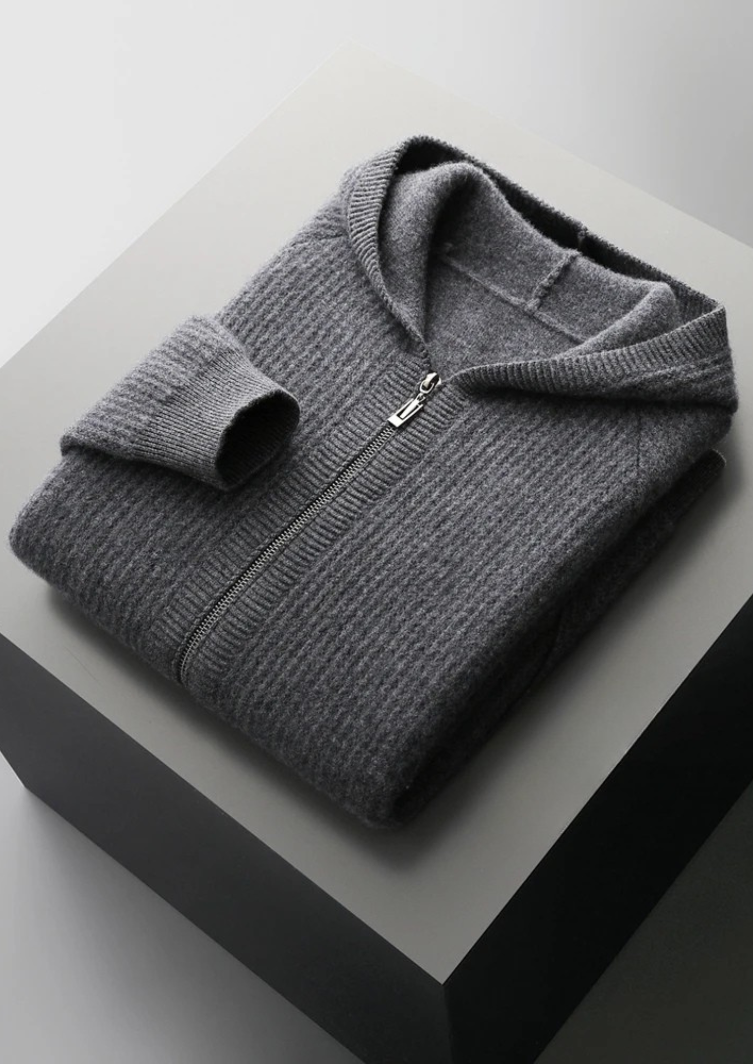 Cavallo Wool Ribbed Zipper Hoodie