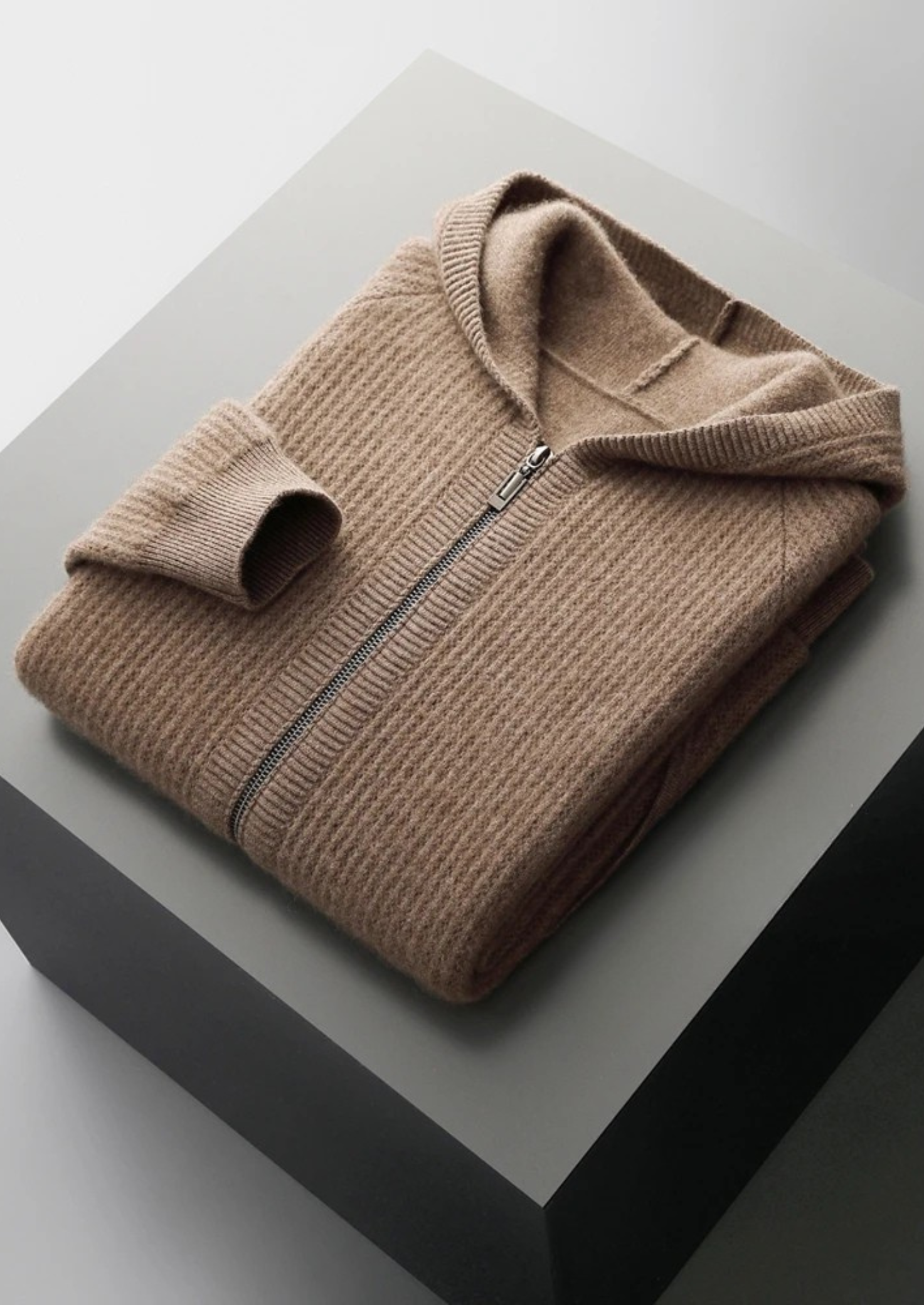 Cavallo Wool Ribbed Zipper Hoodie