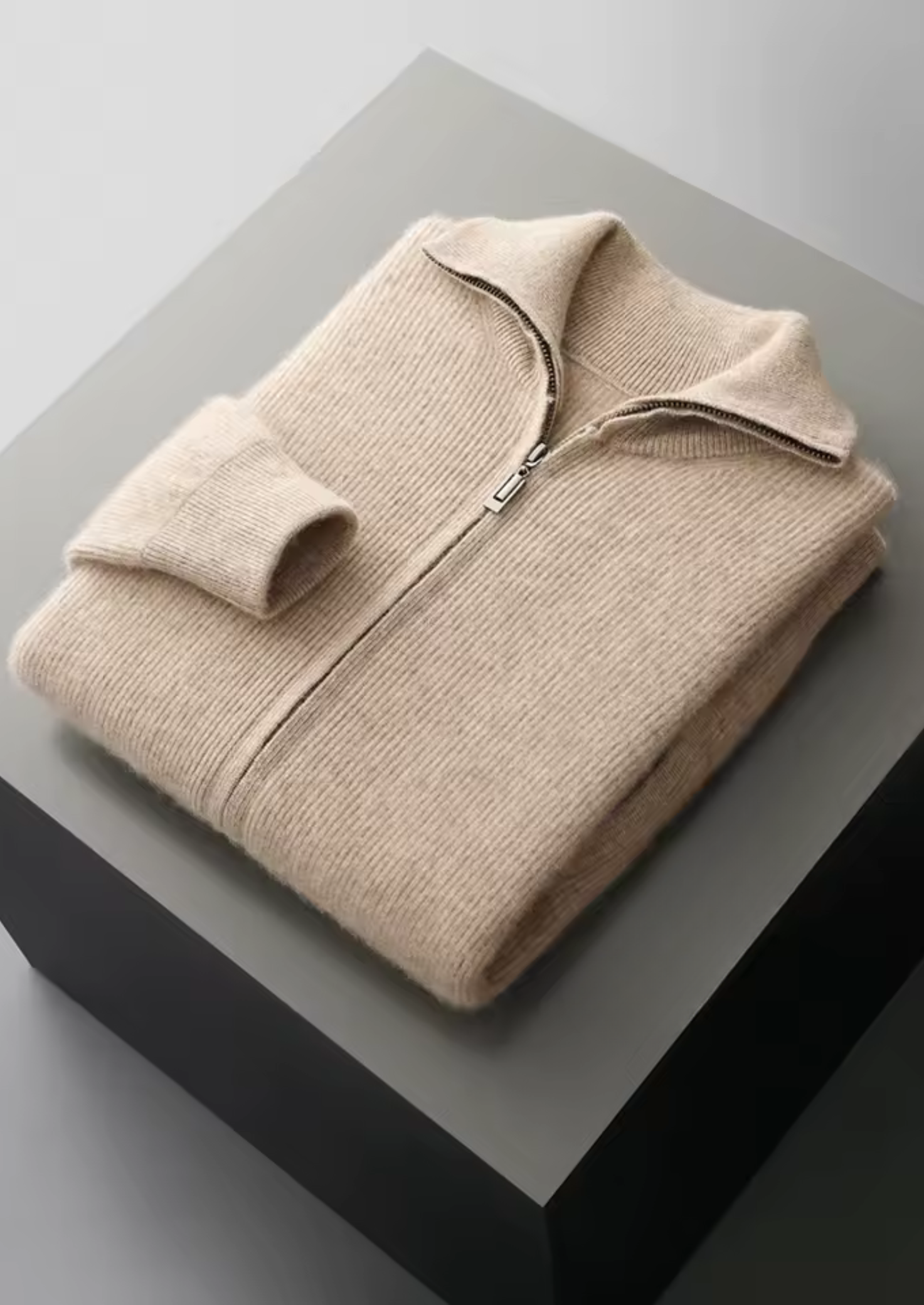 Cavallo Wool Ribbed Zipper Cardigan
