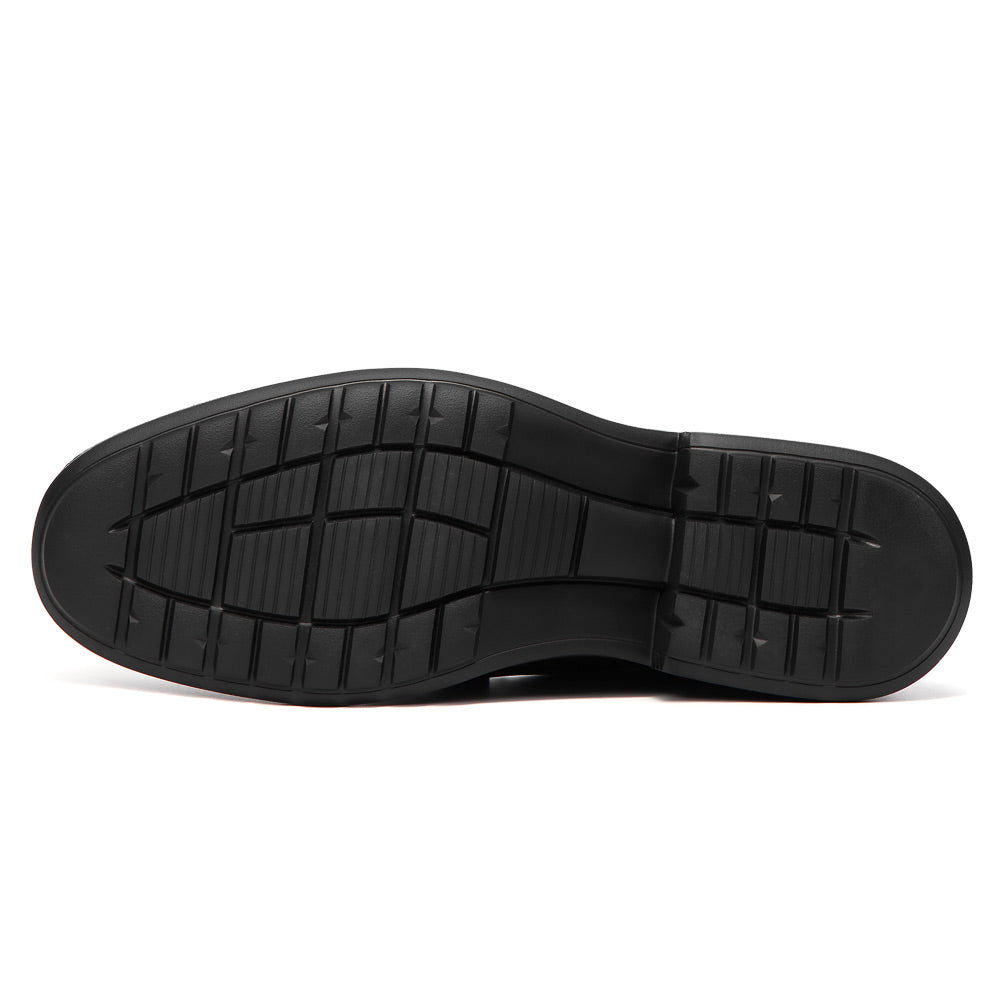 7 CM/2.76 Inches CMR CHAMARIPA Men's 7cm Hidden Elevator Loafers - Instant Height Boost in Premium Black Leather
