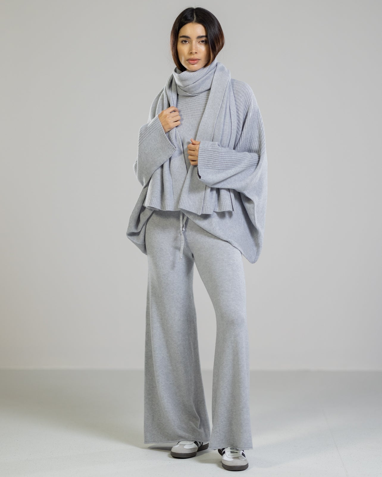 Ribbed Shawl | Light Grey