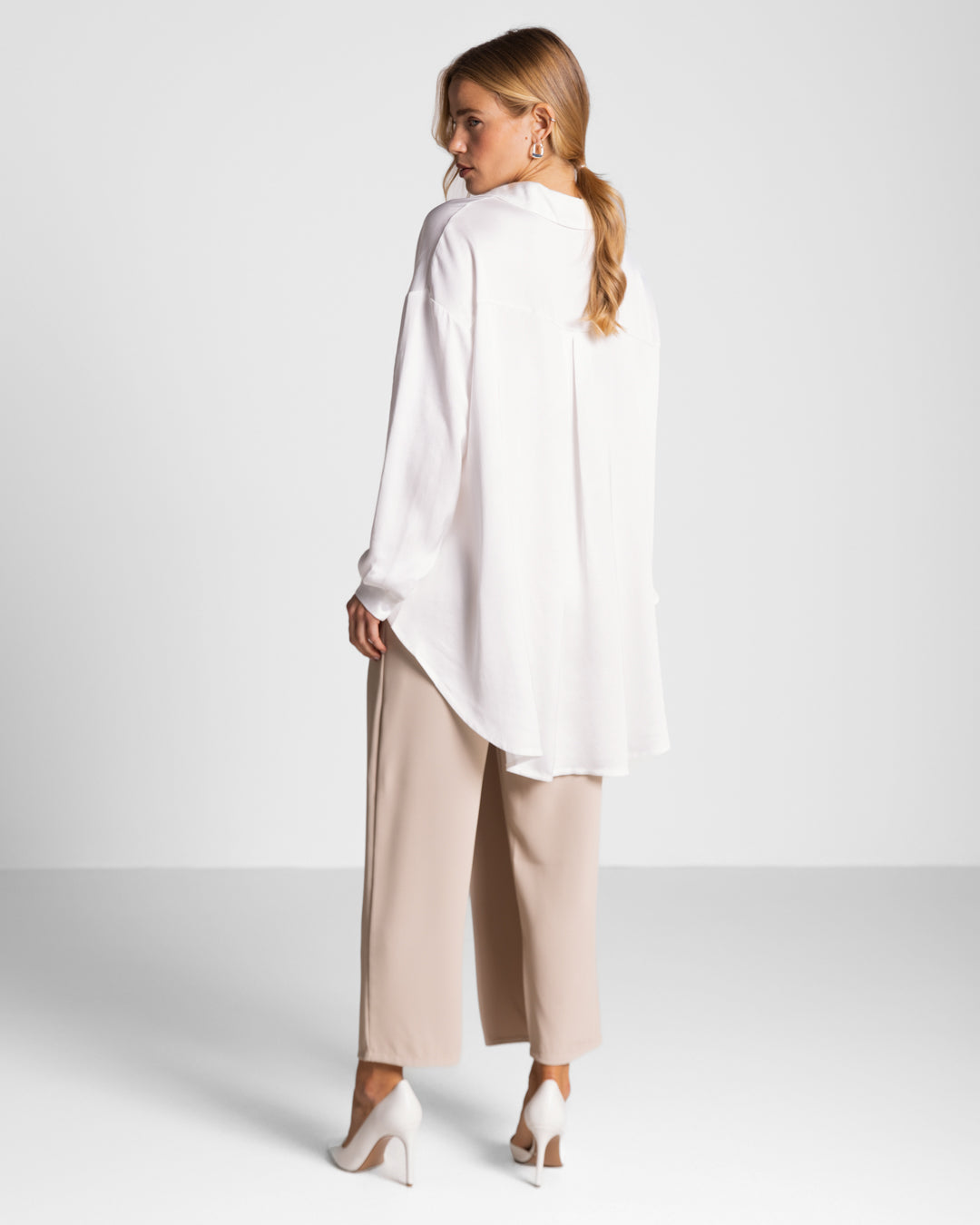 Kailin Satin Shirt | White
