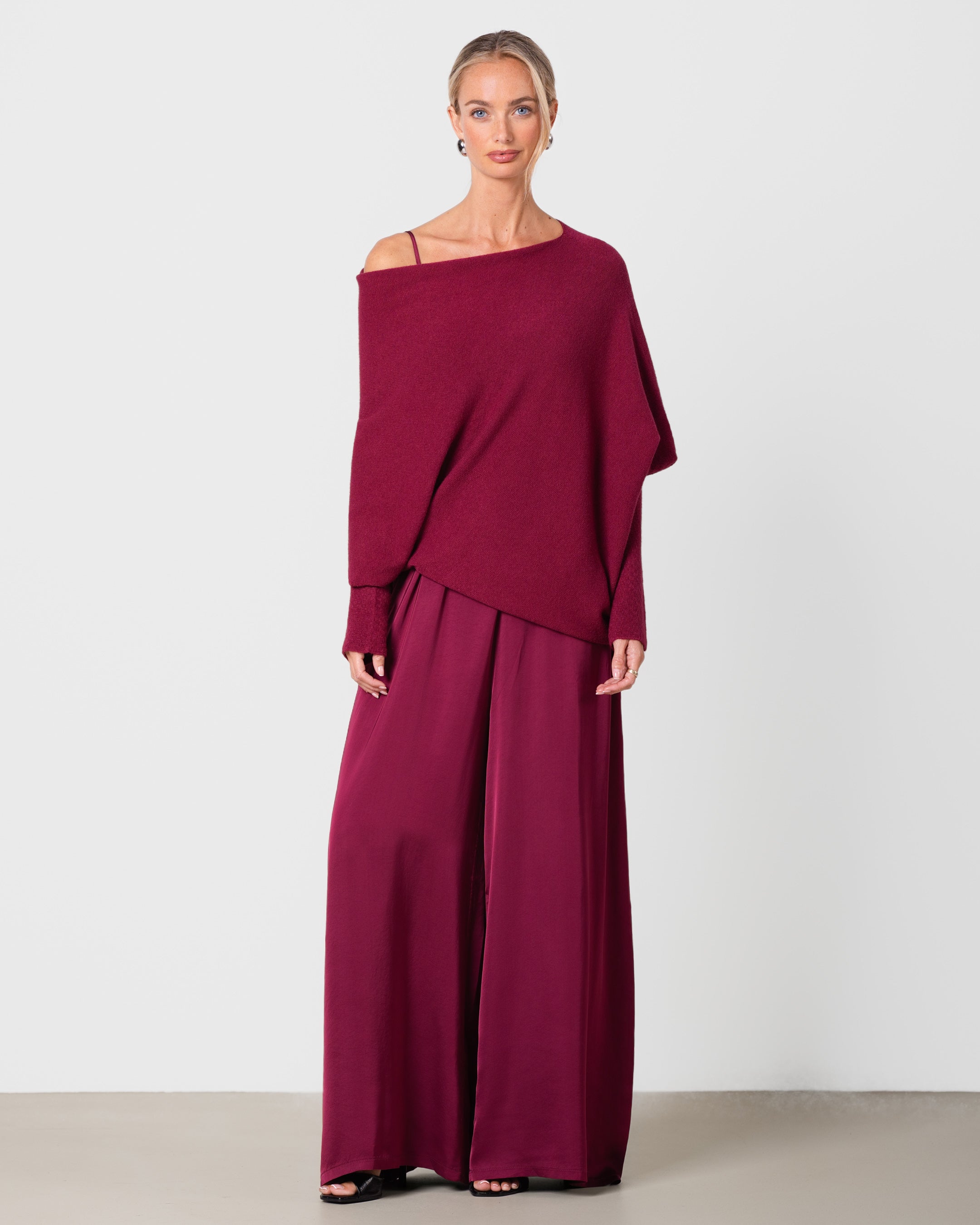 Audrey Satin Jumpsuit | Burgundy