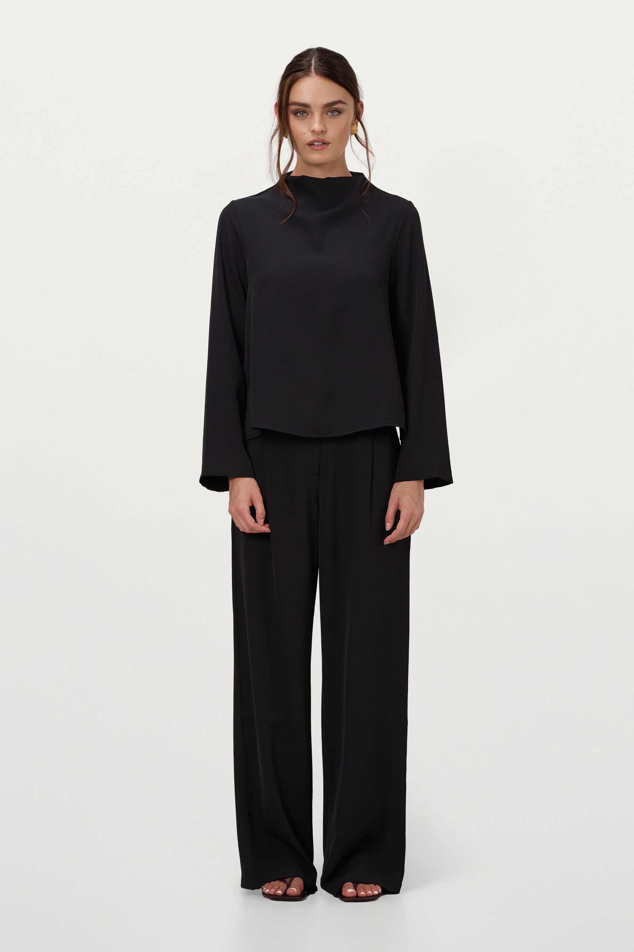 Lana High Neck Top | Black