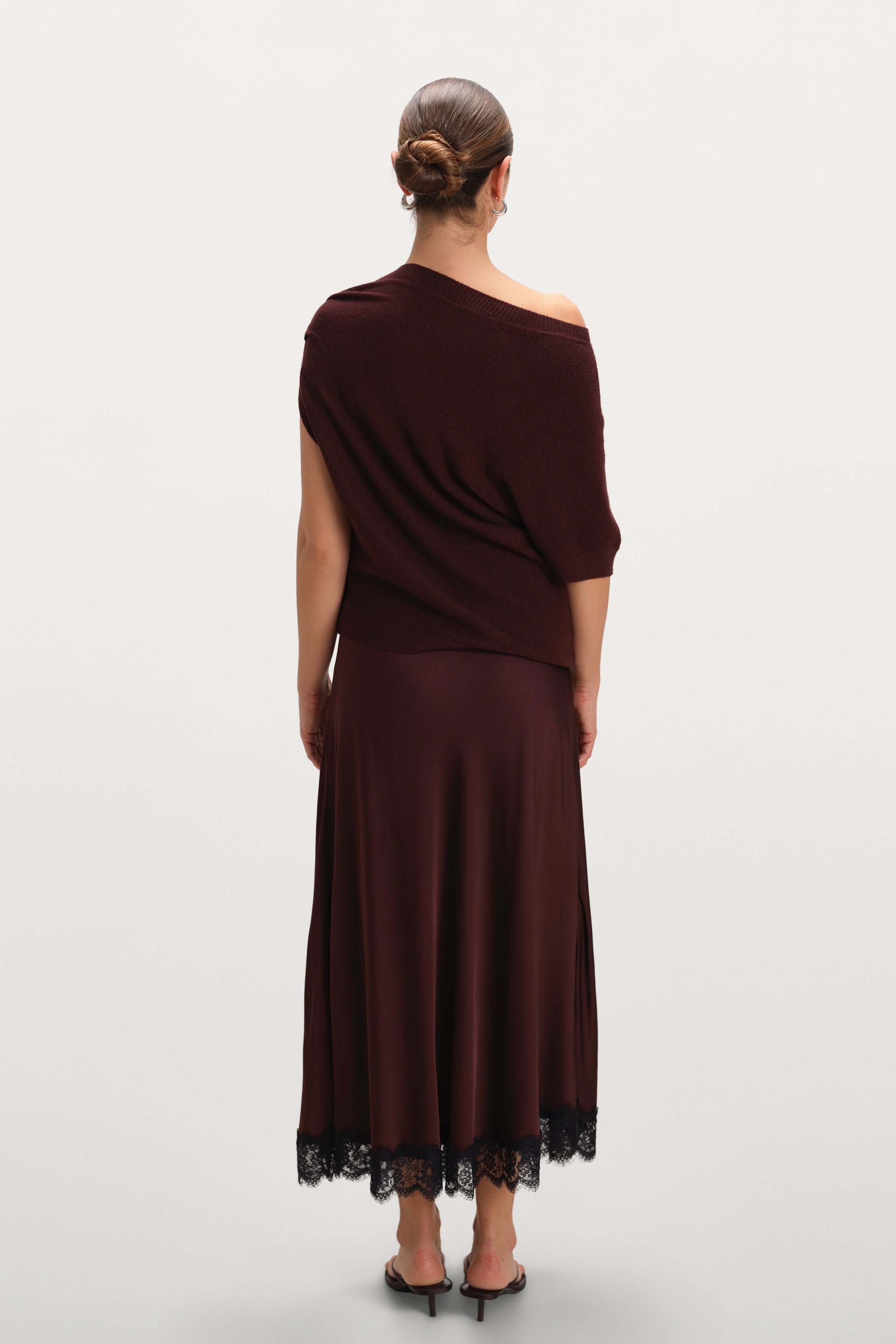 Sofia Lace Satin Skirt | Amethyst Plum