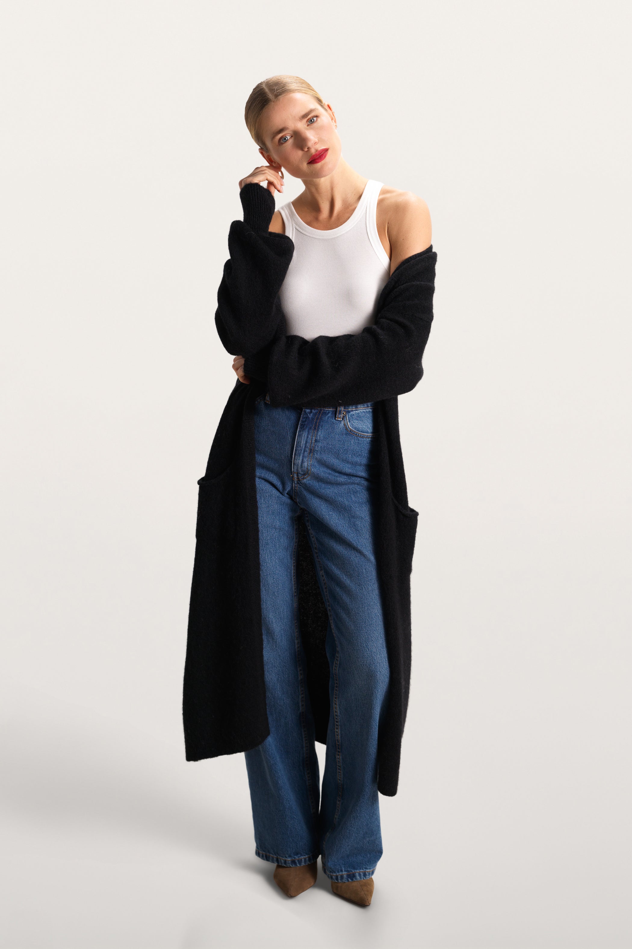 Yasmin Open Cardigan | Black | Alpaca Blend