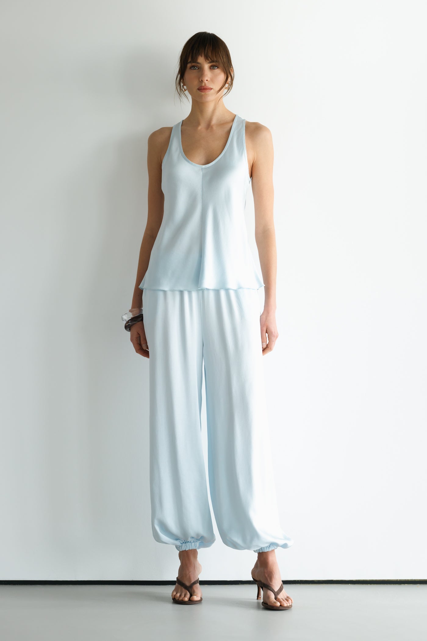 Belle Balloon Satin Trousers | Glacier