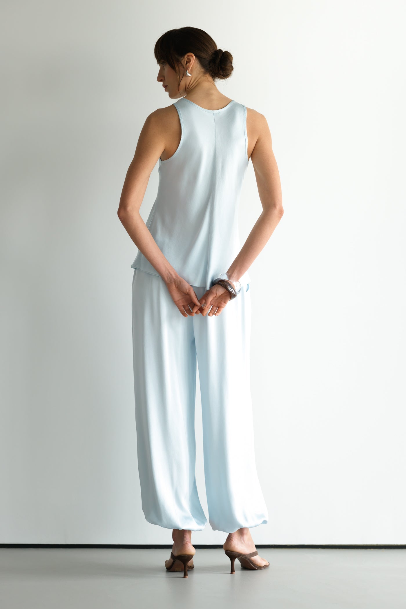 Belle Balloon Satin Trousers | Glacier