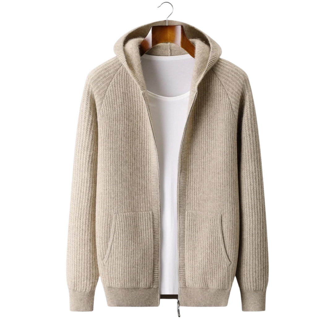 Cavallo Wool Ribbed Zipper Hoodie