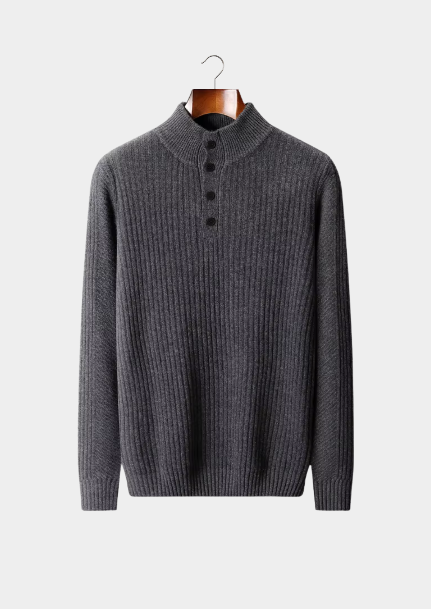Cavallo  WOOL RIBBED HENLEY SWEATER