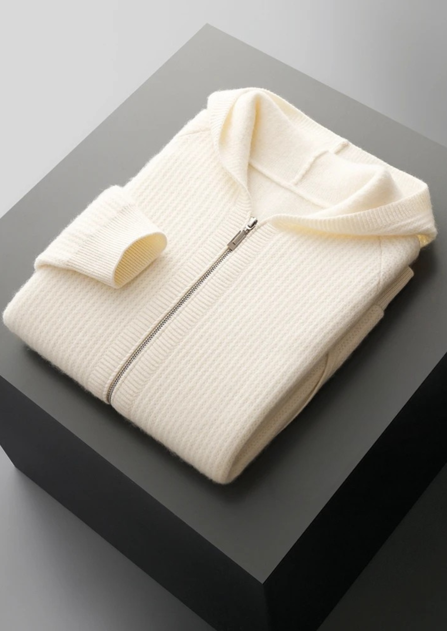 CAVALLO WOOL RIBBED ZIPPER HOODIE