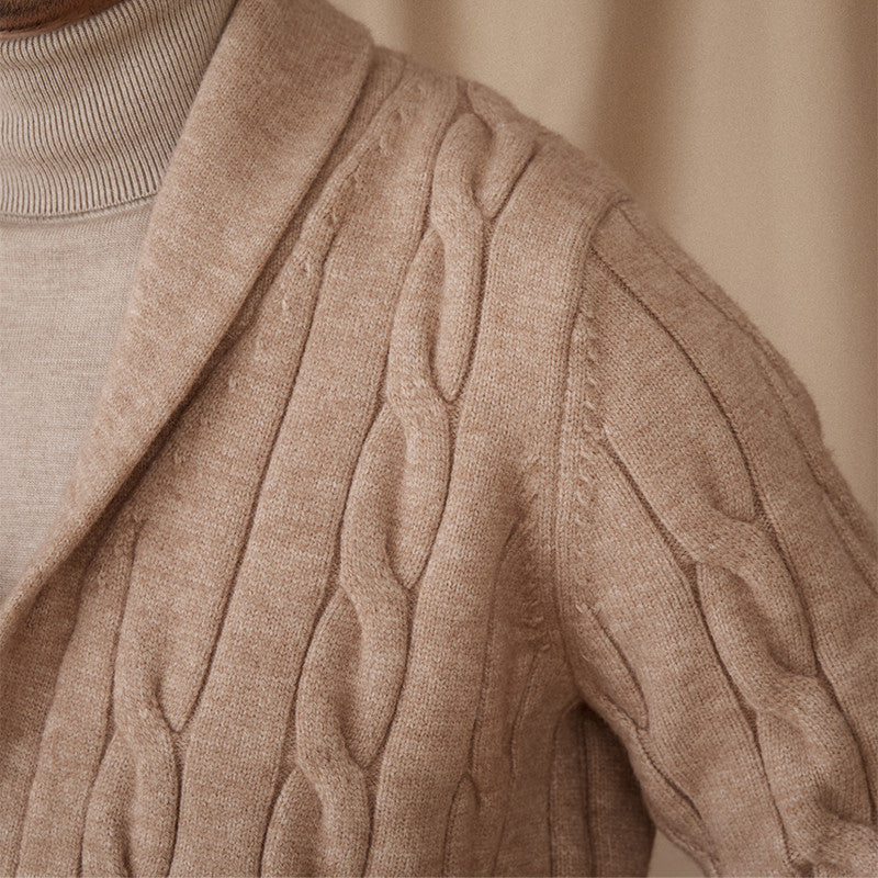 Aspen Cable Knit Shawl Collar Cardigan