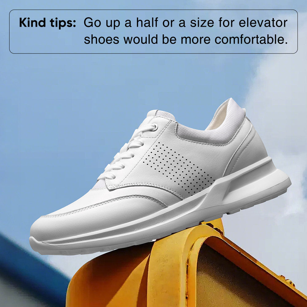 7CM / 2.76 Inches CMR CHAMARIPA Height Increasing Shoes For Men | White Leather Casual Sneakers