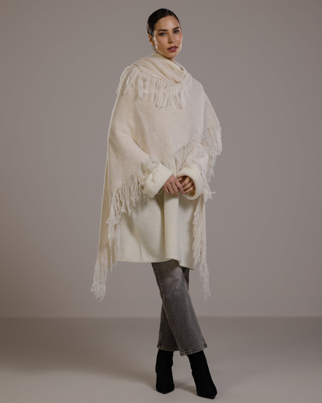 Clara Longline Sweater | Ivory | Wool-Cashmere Blend