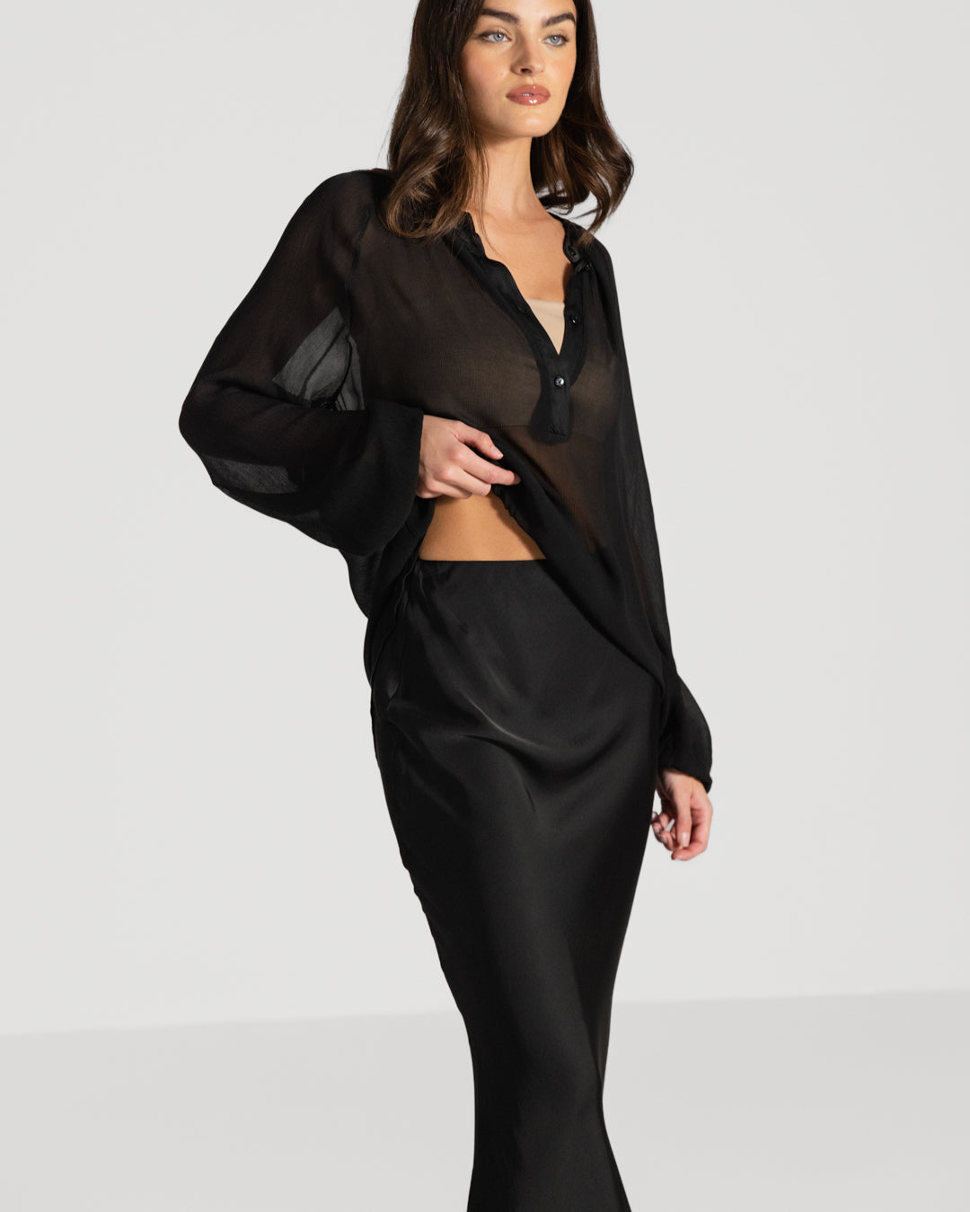 Rosalind Satin Skirt | Black