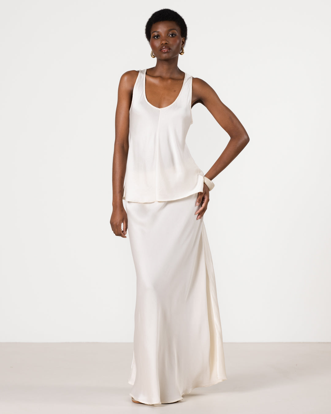 Demi Satin Vest Top | Ivory