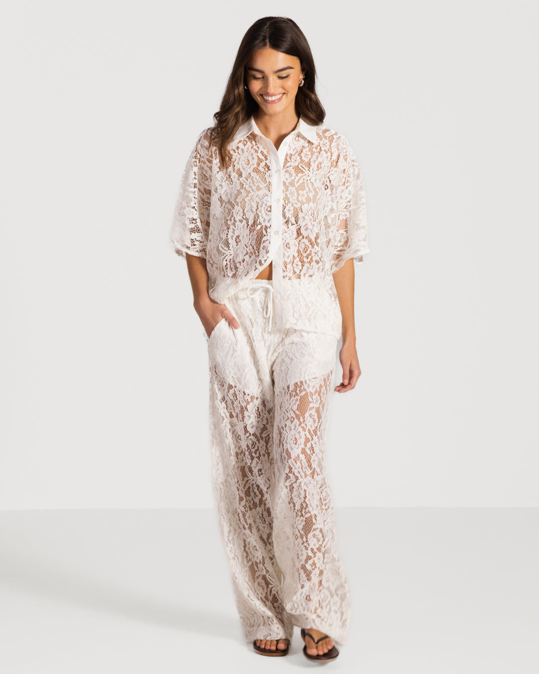 Roxie Lace Trousers | White