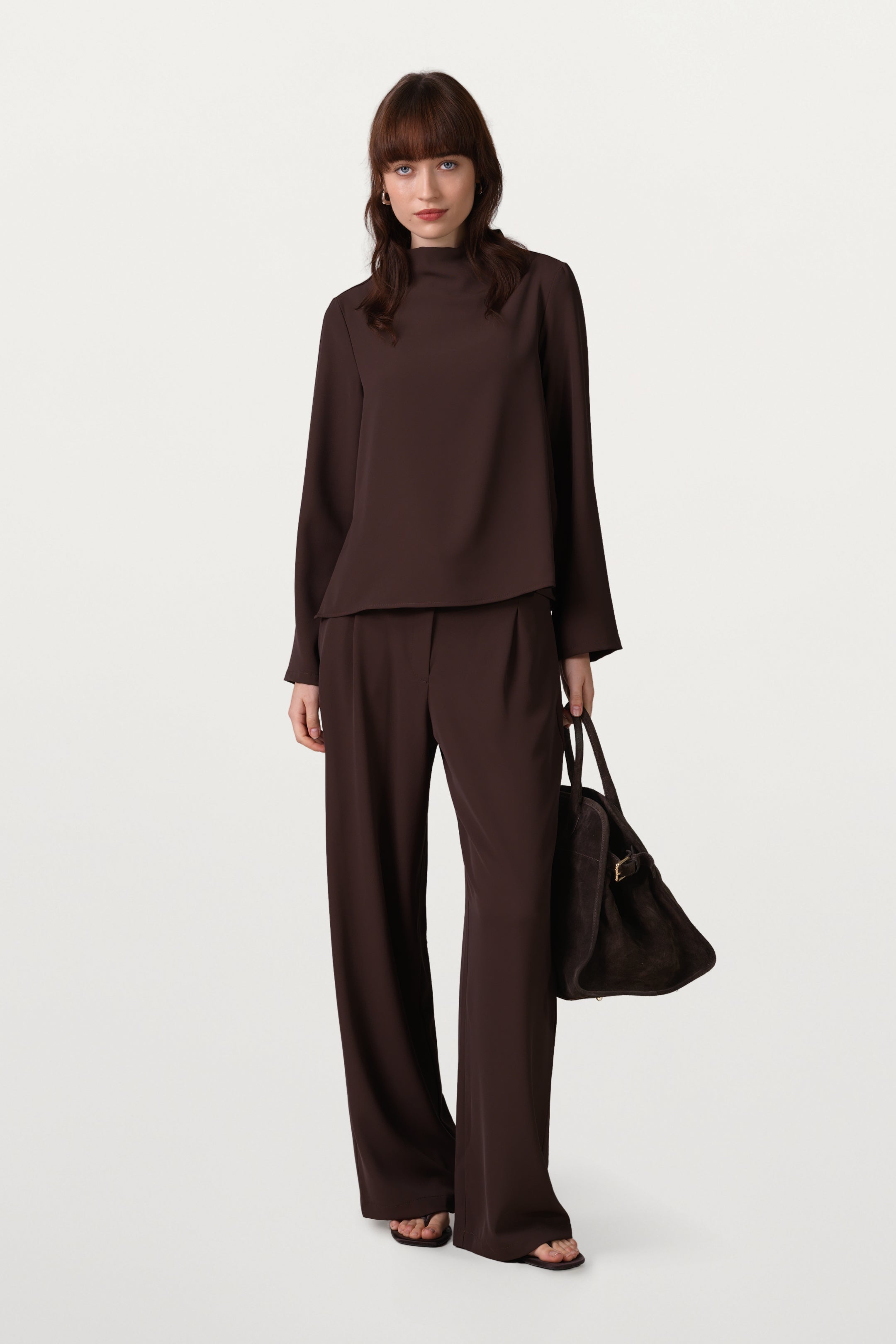 Lana High Neck Top | Espresso Brown