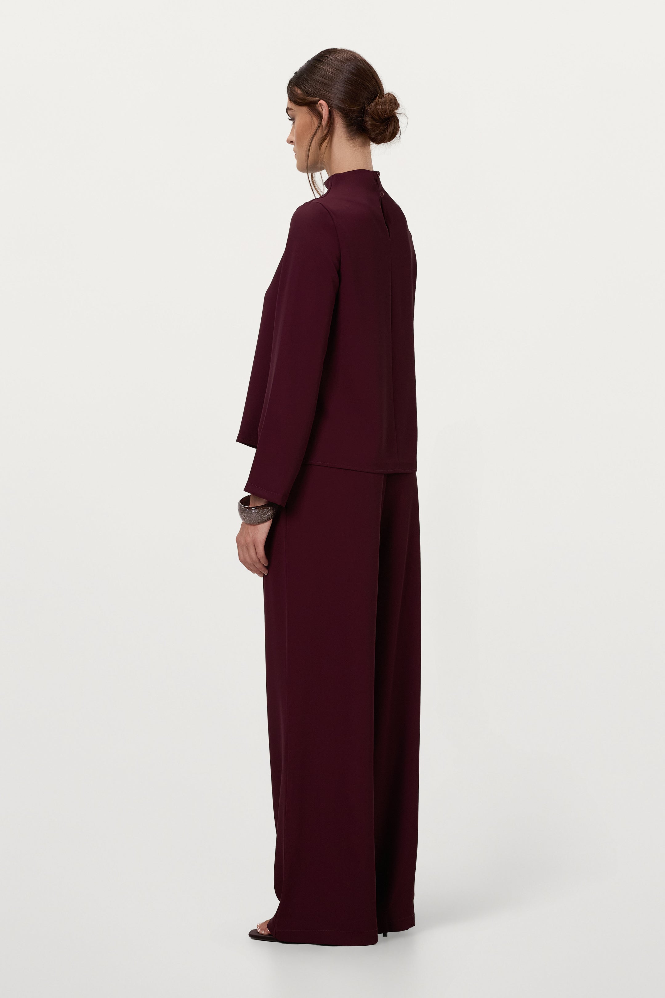 Lana High Neck Top | Burgundy