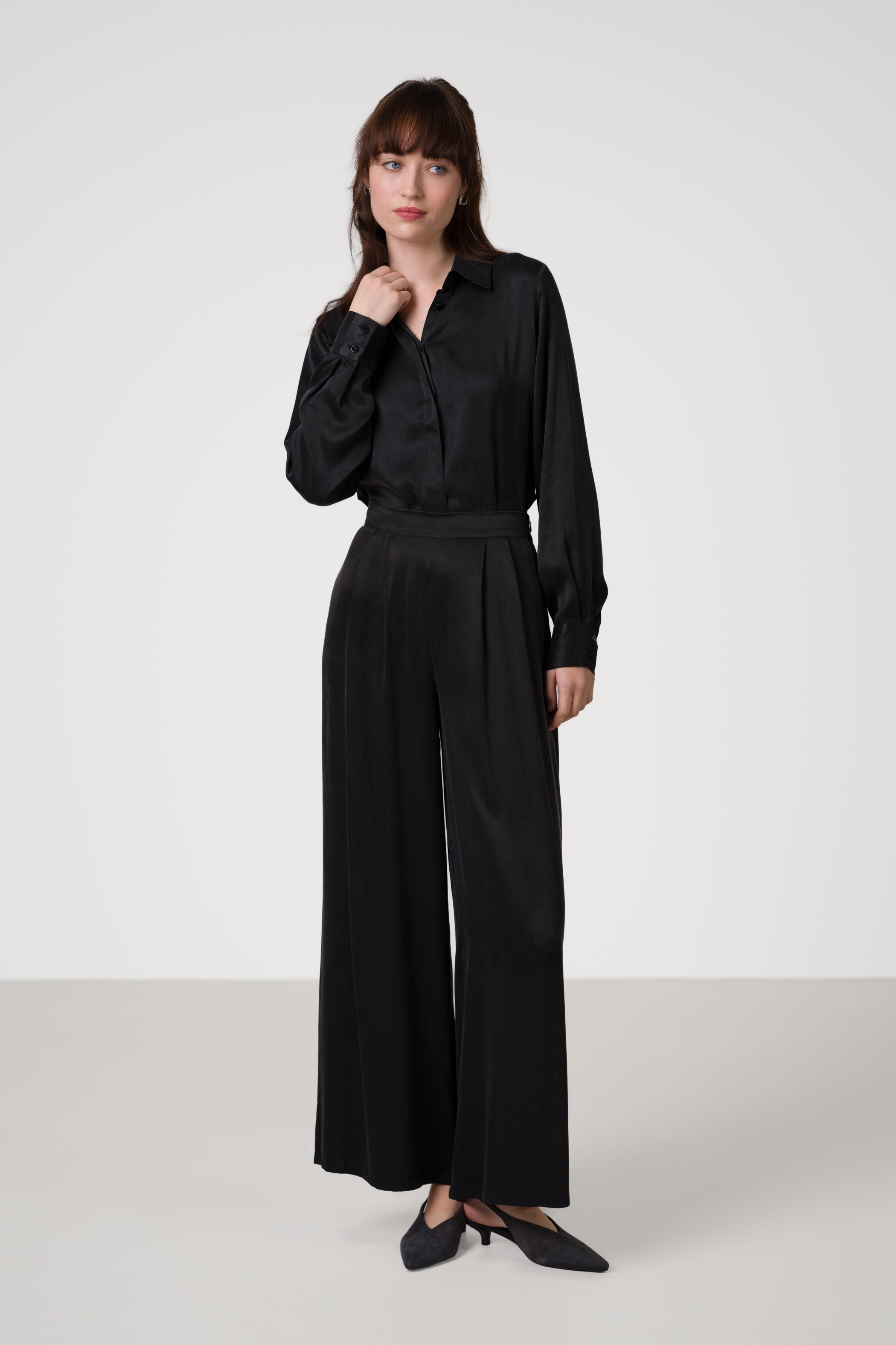 Tabitha Cupro Shirt | Black
