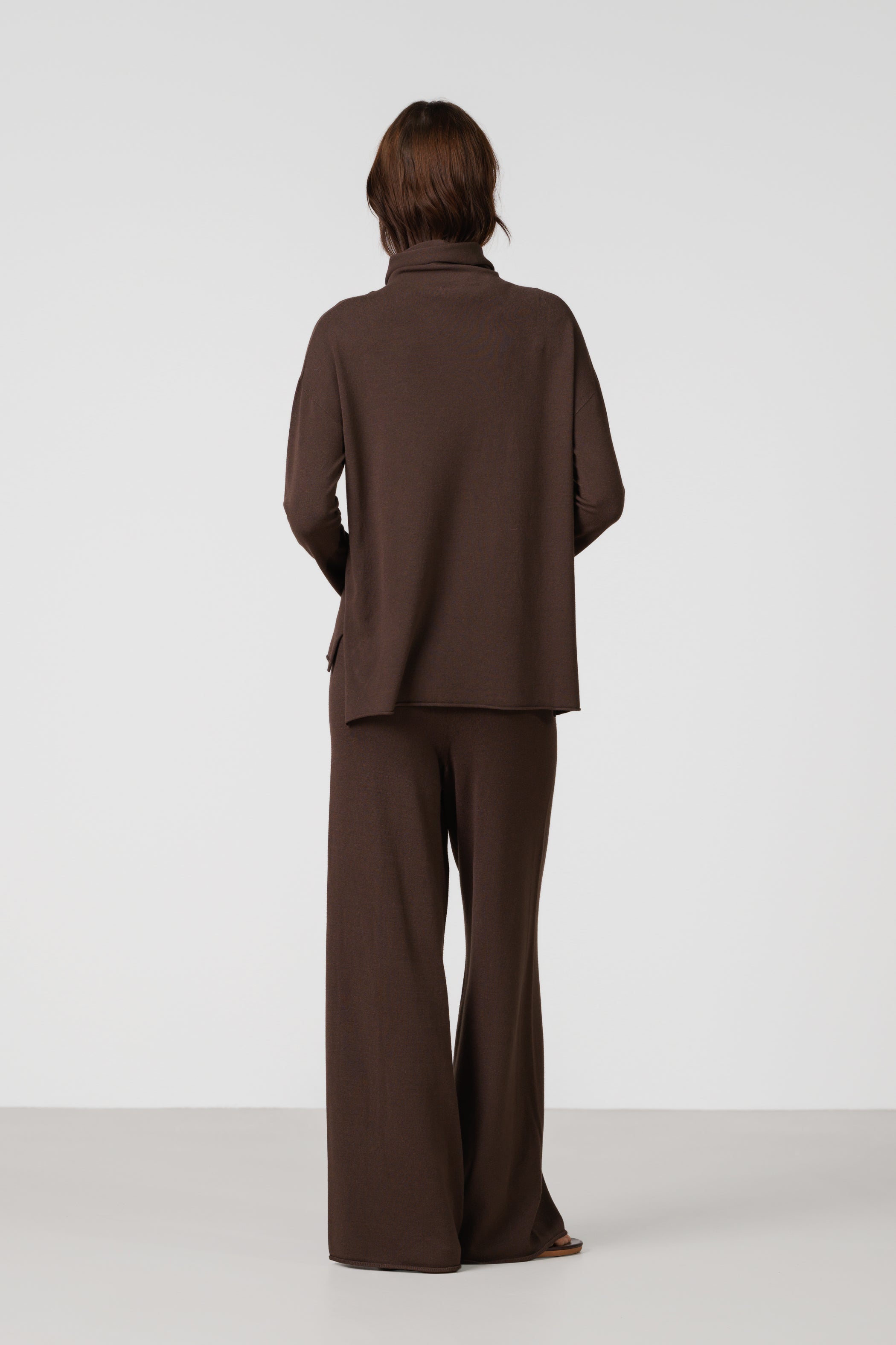 Kaia Roll Neck | Chocolate Brown | Fine Knit