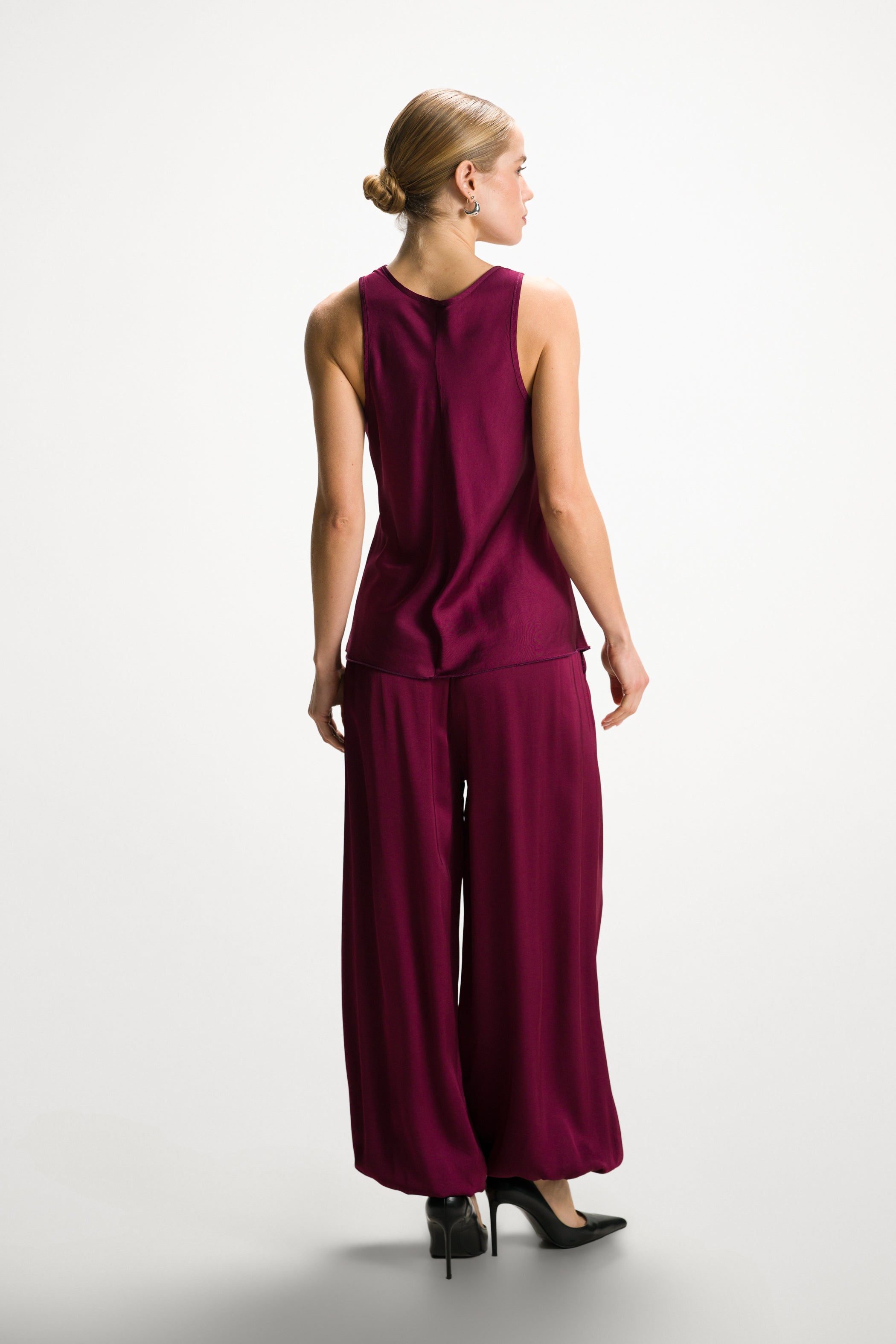 Demi Satin Vest Top | Burgundy