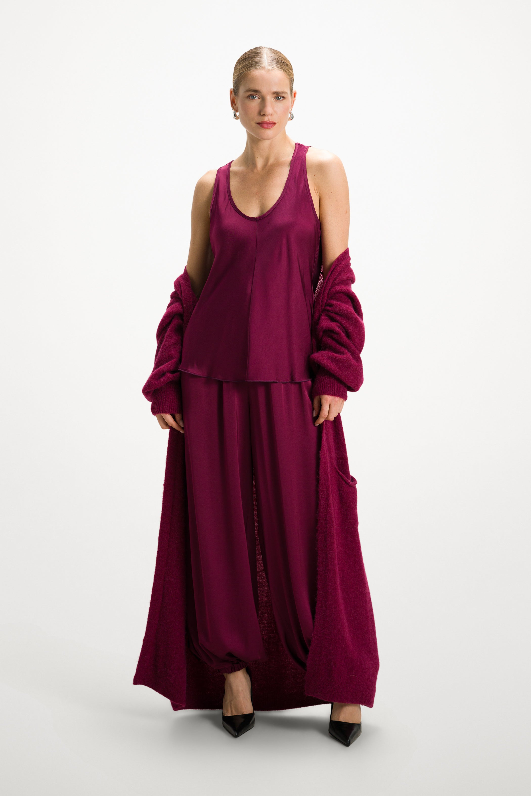 Yasmin Open Cardigan | Burgundy | Alpaca Blend