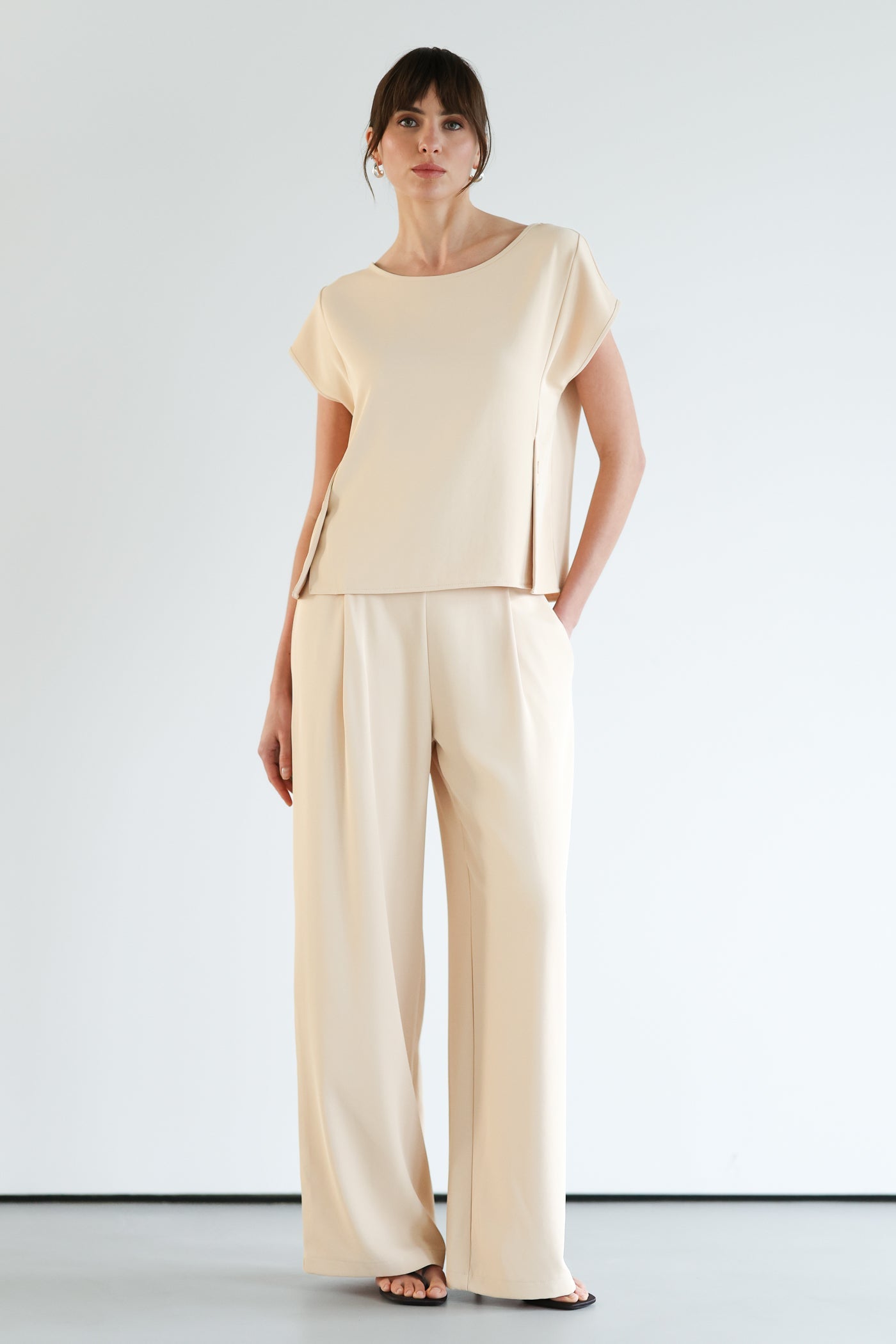 Blanchett Pleated Trousers | Almond Beige